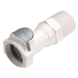 Female Thumb Latch - HFC Series to  3/4" Male NPT Thread, Straight, PSU (Polysulfone), Open-Flow