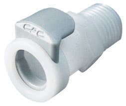 Straight, Thumb Latch - APC Series Female to NPT 1/4", Acetal White, 1/4" Flow, Plastic Latch