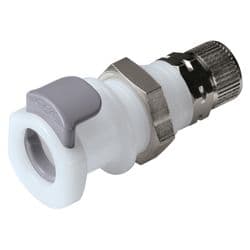 Female Thumb Latch - APC Series to  8,0mm (5/16") Tube Connection PTF (Push to Fit), Panel Mount, Acetal, Open-Flow