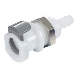 Female Thumb Latch - APC Series to  6,4mm (1/4") Tube Connection, Panel Mount, Acetal, Open-Flow