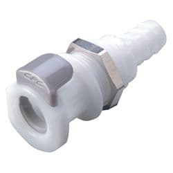 Female Thumb Latch - APC Series to  9,5mm (3/8") Tube Connection, Panel Mount, Acetal, Open-Flow