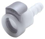Straight, Thumb Latch - APC Series Female to Tube Fitment 6,4mm (1/4") ID, Acetal White, 1/4" Flow, Plastic Latch