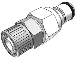 Straight, Thumb Latch - APC Series Male to In-Line Compression 9,5mm (3/8") OD, Acetal White, 1/4" Flow