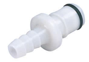 Straight, Thumb Latch - APC Series Male to Tube Fitment 6,4mm (1/4") ID, Acetal White, 1/4" Flow