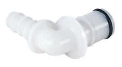 Elbow, Thumb Latch - APC Series Male to Tube Fitment 6,4mm (1/4") ID, Acetal White, 1/4" Flow