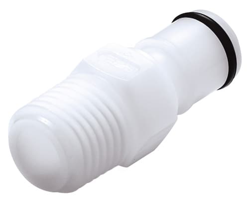 APC Männliche Schnellverschlusskupplung, offen, 1/4" NPT Gewinde, Viton O-Ring, Acetal weiß, bns (Bulk, unsteril)