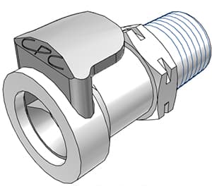 Straight, Thumb Latch - APC Series Female to BSPT 1/4", Acetal White, 1/4" Flow, Plastic Latch