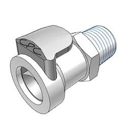 Female Thumb Latch - APC Series to  3/8" Male NPT Thread, Straight, Acetal, Shut-Off