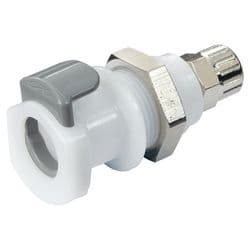 Female Thumb Latch - APC Series to  6,4mm (1/4") Tube Connection PTF (Push to Fit), Panel Mount, Acetal, Shut-Off