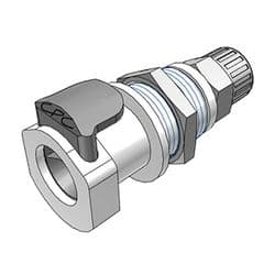 Female Thumb Latch - APC Series to  9,5mm (3/8") Tube Connection PTF (Push to Fit), Panel Mount, Acetal, Shut-Off