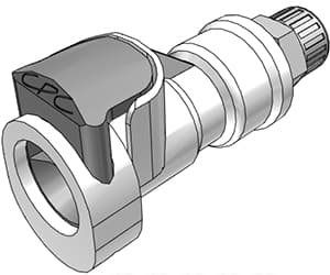 Straight, Thumb Latch - APC Series Female to PTF (Push to Fit) 6,4mm (1/4") OD, Acetal White, 1/4" Flow, Plastic Latch