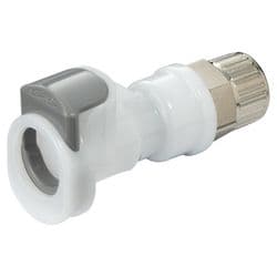 Female Thumb Latch - APC Series to  9,5mm (3/8") Tube Connection PTF (Push to Fit), Straight, Acetal, Shut-Off