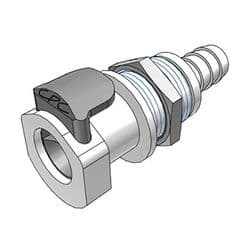 Female Thumb Latch - APC Series to  9,5mm (3/8") Tube Connection, Panel Mount, Acetal, Shut-Off