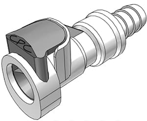 Straight, Thumb Latch - APC Series Female to Tube Fitment 9,5mm (3/8") ID, Acetal White, 1/4" Flow, Plastic Latch