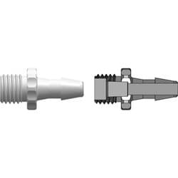 5/16"-24 Male UNF Thread Blood Pressure Adaptor to 4,0 mm (5/32") Tube Connection, Straight, Acetal, Natural