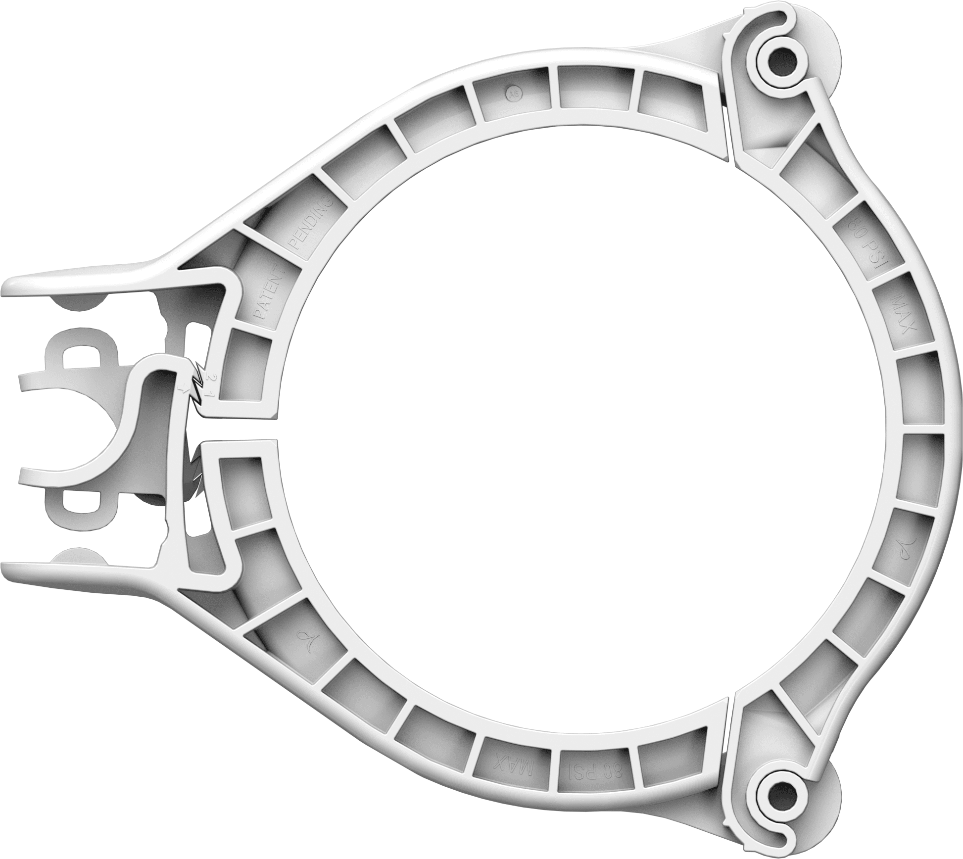PharmaLok™, Sanitäranschluss TC Maxi Flange 4",Glass filled, Weiß, 80psi (5,5 bar)