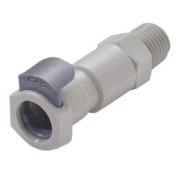 Female Thumb Latch - EFC Series to  1/4" Male NPT Thread, Straight, PP (Polypropylene), Shut-Off