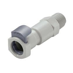 Female Thumb Latch - EFC Series to  3/8" Male NPT Thread, Straight, PP (Polypropylene), Shut-Off