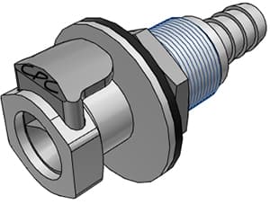 Panel Mount, Thumb Latch - EFC Series Female to Tube Fitment 9,5mm (3/8") ID, PP (Polypropylene) Grey, 9/32" Flow, Plastic Latch