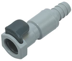 Straight, Thumb Latch - EFC Series Female to Tube Fitment 9,5mm (3/8") ID, PP (Polypropylene) Grey, 9/32" Flow, Plastic Latch