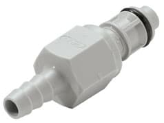 Straight, Thumb Latch - EFC Series Male to Tube Fitment 6,4mm (1/4") ID, PP (Polypropylene) Grey, 9/32" Flow