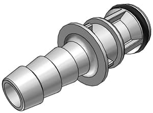 Straight, Thumb Latch - EFC Series Male to Tube Fitment 9,5mm (3/8") ID, PP (Polypropylene) Grey, 9/32" Flow