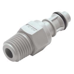 Male Thumb Latch - EFC Series to  1/4" Male NPT Thread, Straight, PP (Polypropylene), Shut-Off