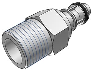 Straight, Thumb Latch - EFC Series Male to NPT 3/8", PP (Polypropylene) Grey, 9/32" Flow