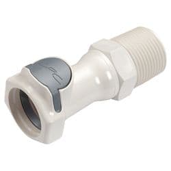 Female Thumb Latch - FFC Series to  3/4" Male NPT Thread, Straight, PSU (Polysulfone), Open-Flow