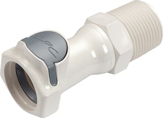 Straight, Thumb Latch - FFC Series Female to NPT 3/4", PSU (Polysulfone) White, 1/2" Flow, Plastic Latch