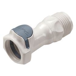 Female Thumb Latch - FFC Series to  3/4" Male GHT Thread, Straight, PSU (Polysulfone), Open-Flow