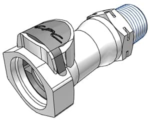 Straight, Thumb Latch - FFC Series Female to BSPT 1/2", PSU (Polysulfone) White, 1/2" Flow, Plastic Latch