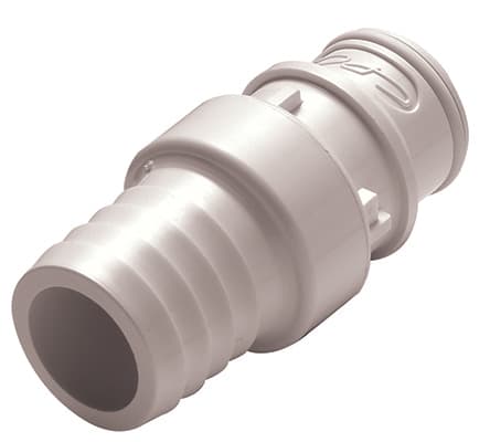 Straight, Thumb Latch - FFC Series Male to Tube Fitment 19,0mm (3/4") ID, PSU (Polysulfone) White, 1/2" Flow