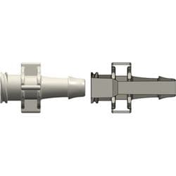 Female Large Bore to Tube Connection 6,4 mm (1/4") IDABS (Acrylonitrile butadiene styrene), White, Straight