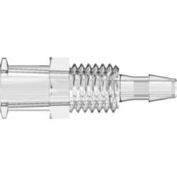 Female Luer Lock to Tube Connection 2,4mm (3/32"), Panel Mount, PC (Polycarbonate), Clear