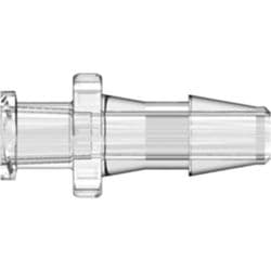 Female Luer Thread to Tube Connection 4,8mm (3/16"), Straight, PC (Polycarbonate), Clear