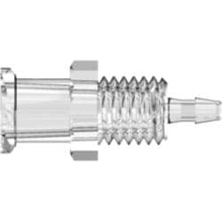 Female Luer Thread to Tube Connection 1,6mm (1/16"), Panel Mount, PC (Polycarbonate), Clear