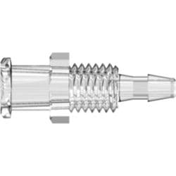 Female Luer Thread to Tube Connection 2,4mm (3/32"), Panel Mount, PC (Polycarbonate), Clear