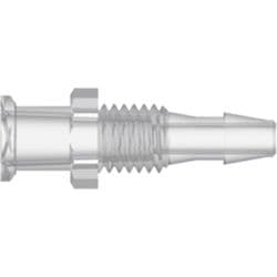 Female Luer Thread to Tube Connection 3,2mm (1/8"), Panel Mount, Kynar PVDF, Natural