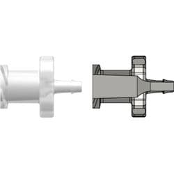 Female Luer Thread to Tube Connection 1,6mm (1/16"), Straight - Smooth Bore, PP (Polypropylene) - Animal Free, Natural