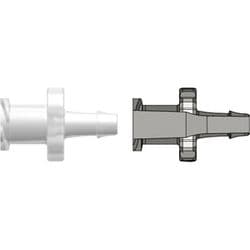 Female Luer Thread to Tube Connection 3,2mm (1/8"), Straight - Smooth Bore, PP (Polypropylene) - Animal Free, Natural