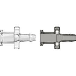 Female Luer Thread to Tube Connection 3,2mm (1/8"), Straight - Smooth Bore, PC (Polycarbonate), Clear