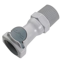 Female Thumb Latch - HFC Series to  3/4" Male NPT Thread, Straight, PP (Polypropylene), Open-Flow