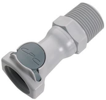 Straight, Thumb Latch - HFC Series Female to NPT Male 3/4", PP (Polypropylene) Grey, 1/2" Flow, Plastic Latch