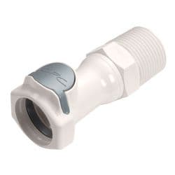 Female Thumb Latch - HFC Series to  3/4" Male NPT Thread, Straight, PSU (Polysulfone), Open-Flow