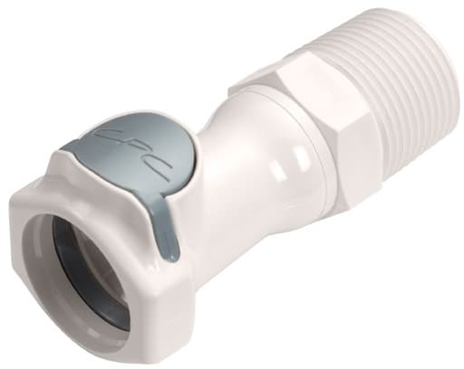 Straight, Thumb Latch - HFC Series Female to NPT Male 3/4", PSU (Polysulfone) White, 1/2" Flow, Plastic Latch