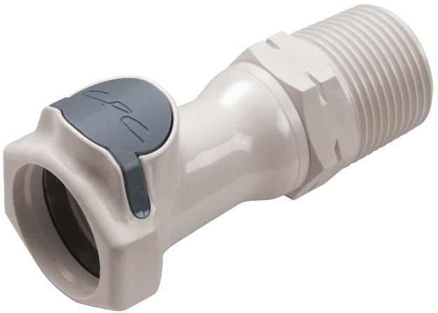 Straight, Thumb Latch - HFC Series Female to BSPT Male 3/4", PSU (Polysulfone) White, 1/2" Flow, Plastic Latch
