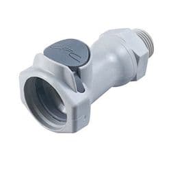 Female Thumb Latch - HFC Series to  3/8" Male NPT Thread, Straight, PP (Polypropylene), Open-Flow