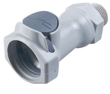 Straight, Thumb Latch - HFC Series Female to NPT 3/8", PP (Polypropylene) Grey, 1/2" Flow, Plastic Latch