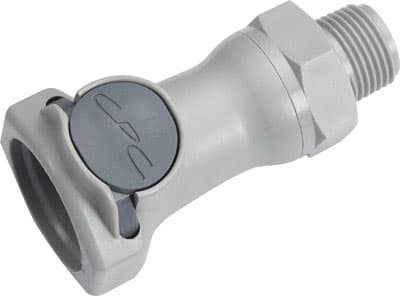 Straight, Thumb Latch - HFC Series Female to BSPT 3/8", PP (Polypropylene) Grey, 1/2" Flow, Plastic Latch